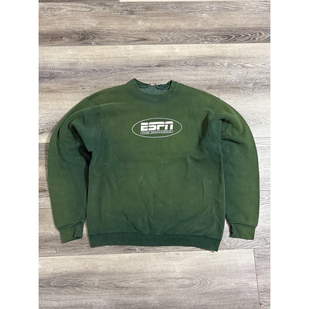 Vintage ESPN The Magazine Forest Green Crewneck Sweater Retro Y2K - Men’s Large